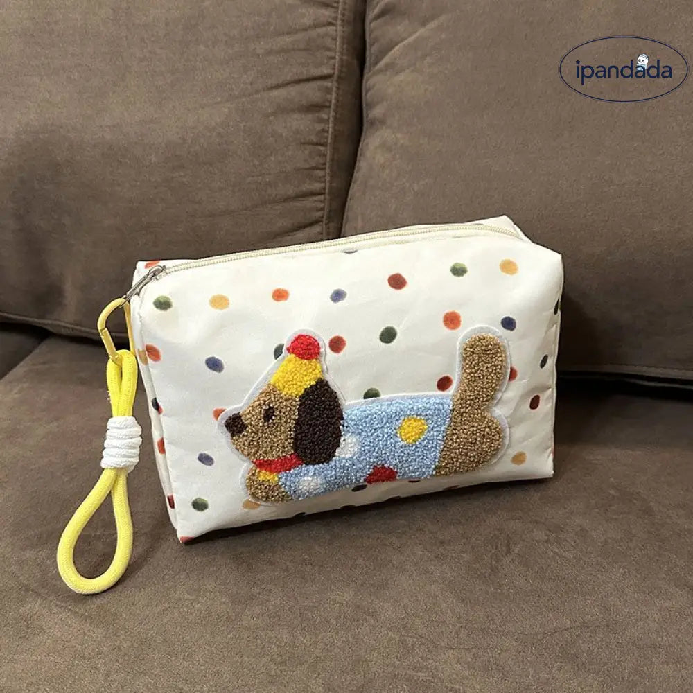 ID1421 レディース 新作 メイクポーチ 大容量 旅行用 わんちゃん プリント 防水素材 スキンケア収納 化粧品整理 機内持ち込み おしゃれ 軽量 コンパクト設計 ギフト対応
