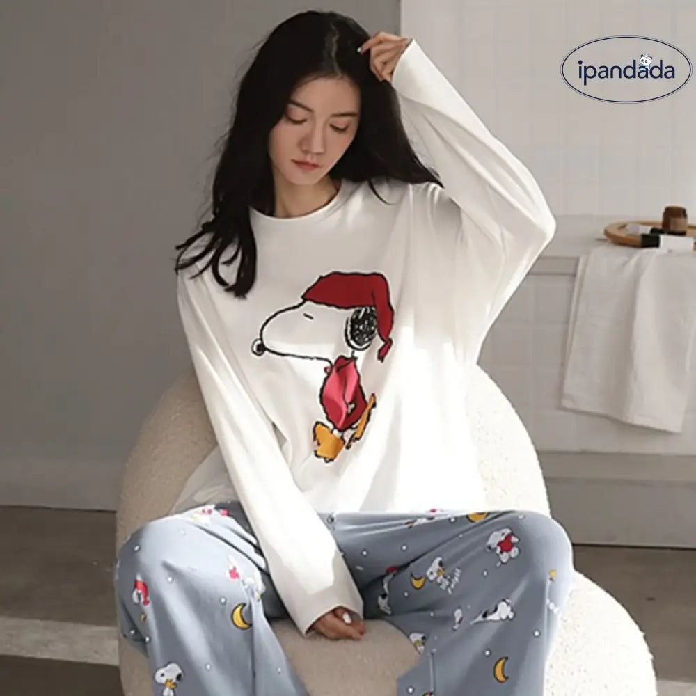 レディース 長袖 長パンツ カートゥーン セットアップ ルームウェア パジャマ 春秋 ID4483