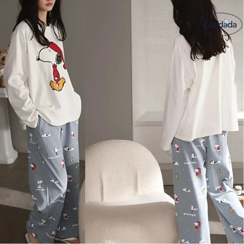 レディース 長袖 長パンツ カートゥーン セットアップ ルームウェア パジャマ 春秋 ID4483