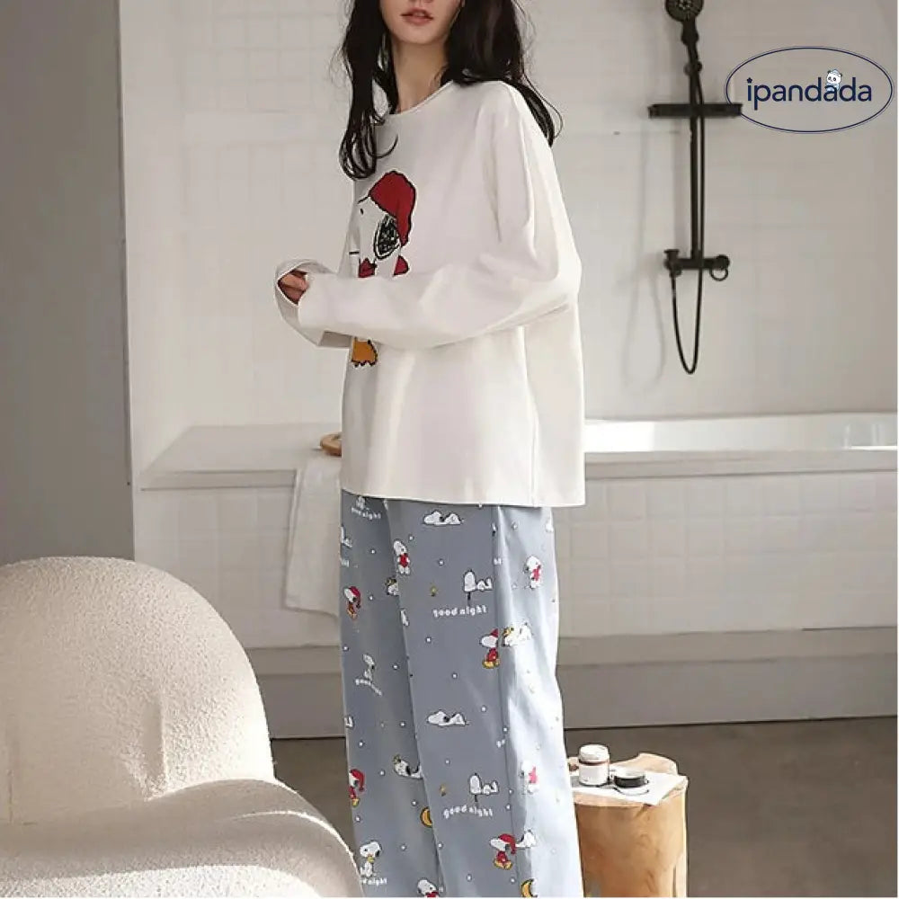 レディース 長袖 長パンツ カートゥーン セットアップ ルームウェア パジャマ 春秋 ID4483