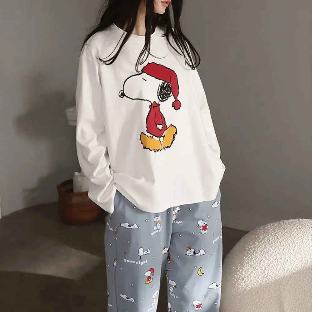 レディース 長袖 長パンツ カートゥーン セットアップ ルームウェア パジャマ 春秋 ID4483 写真通り / M