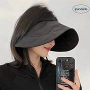 ID1481 レディース 遮光サンハット UVカット 折りたたみ ツバ広 コンパクトロール アウトドア 帽子 おしゃれ 軽量 通気性 日焼け防止 2色
