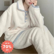 レディース 冬用 新作 韓国風 保温 ルームウェア パジャマ セットアップ ID3464 写真通り / フリー