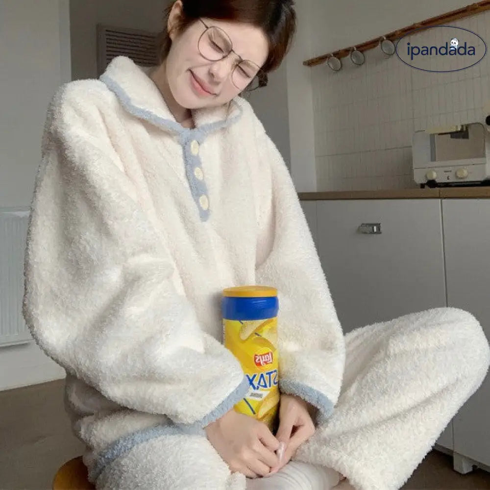 レディース 冬用 新作 韓国風 保温 ルームウェア パジャマ セットアップ ID3464 写真通り / フリー