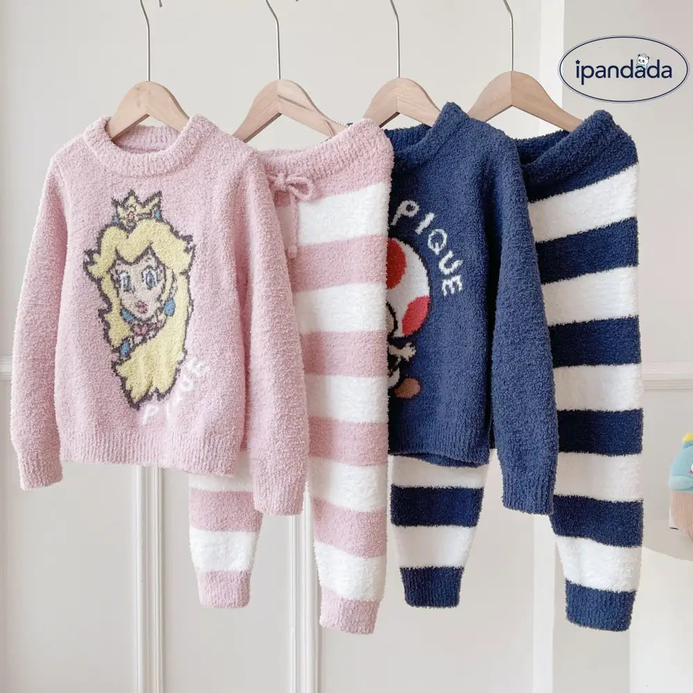 マリオ 秋冬 親子 ふわふわ カップル 子供 プリンセス キノコ ホームウェア パジャマ セットアップ 暖かい 柔らかい 保温 快適 おしゃれ ルームウェア ゆったり キャラクター ファミリーID2698