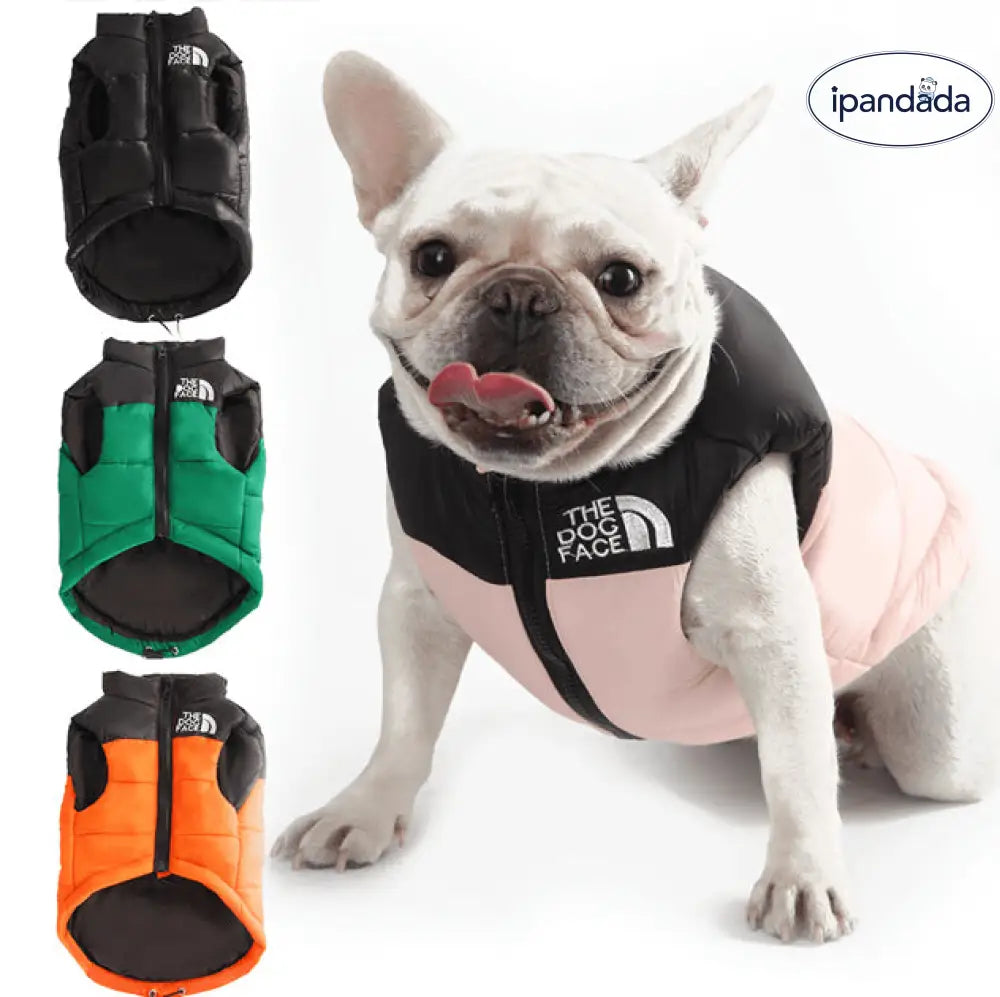 犬服 冬 暖かい 防寒 ダウンベスト ファスナー ベスト 着せやすい ドッグウェア 小型犬 中型犬 散歩 かっこいい 簡単着脱 アウター THE DOG FACE 男の子 女の子 ペット用品＞ウェア