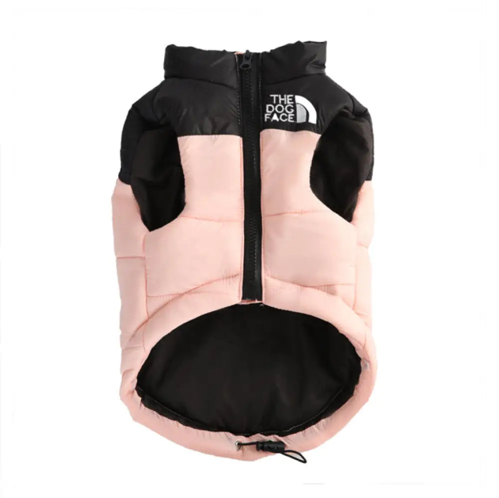 犬服 冬 暖かい 防寒 ダウンベスト ファスナー ベスト 着せやすい ドッグウェア 小型犬 中型犬 散歩 かっこいい 簡単着脱 アウター THE DOG FACE 男の子 女の子 ピンク / S（対応体重1.5-2.5KG）