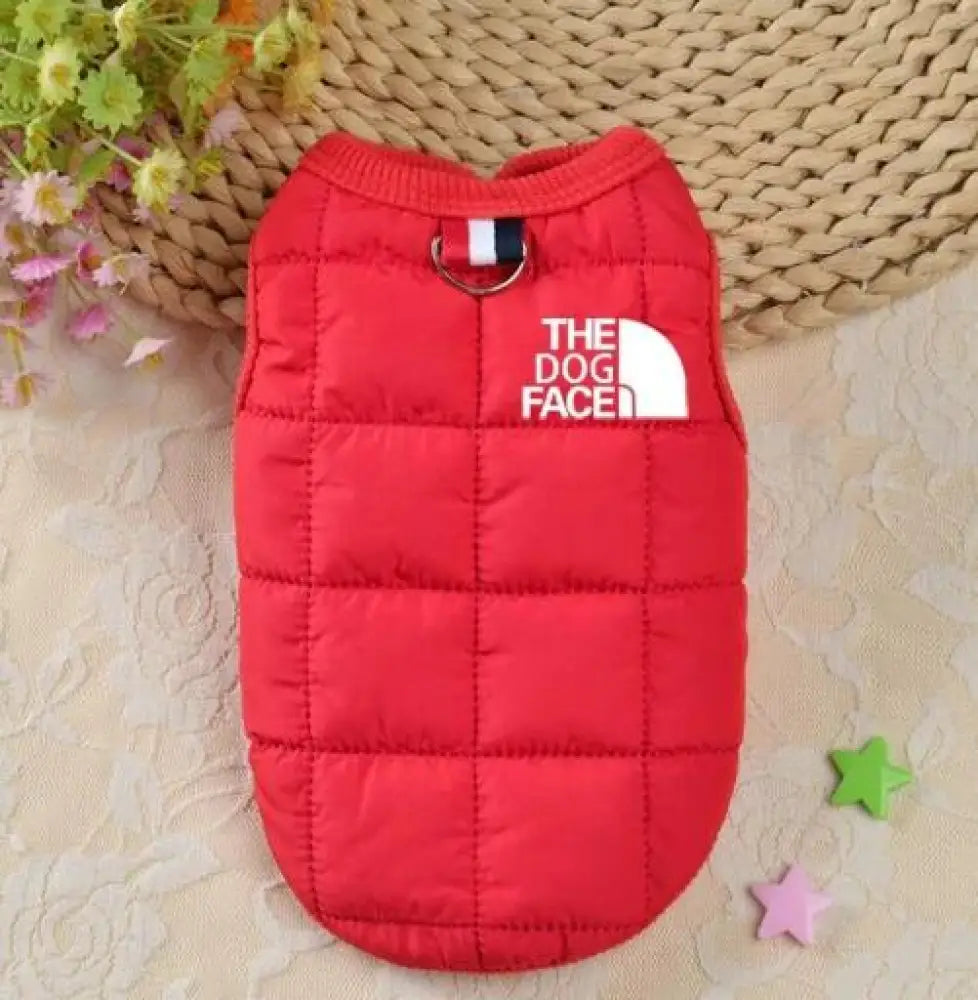 犬の服 ドッグフェイス リードフック付き ベスト コート XS~2XL 犬服 the dog face ペットウェア アウター 中ボア おしゃれ 可愛い 小型犬 中型 衣装 レッド / XS ペット用品＞ウェア