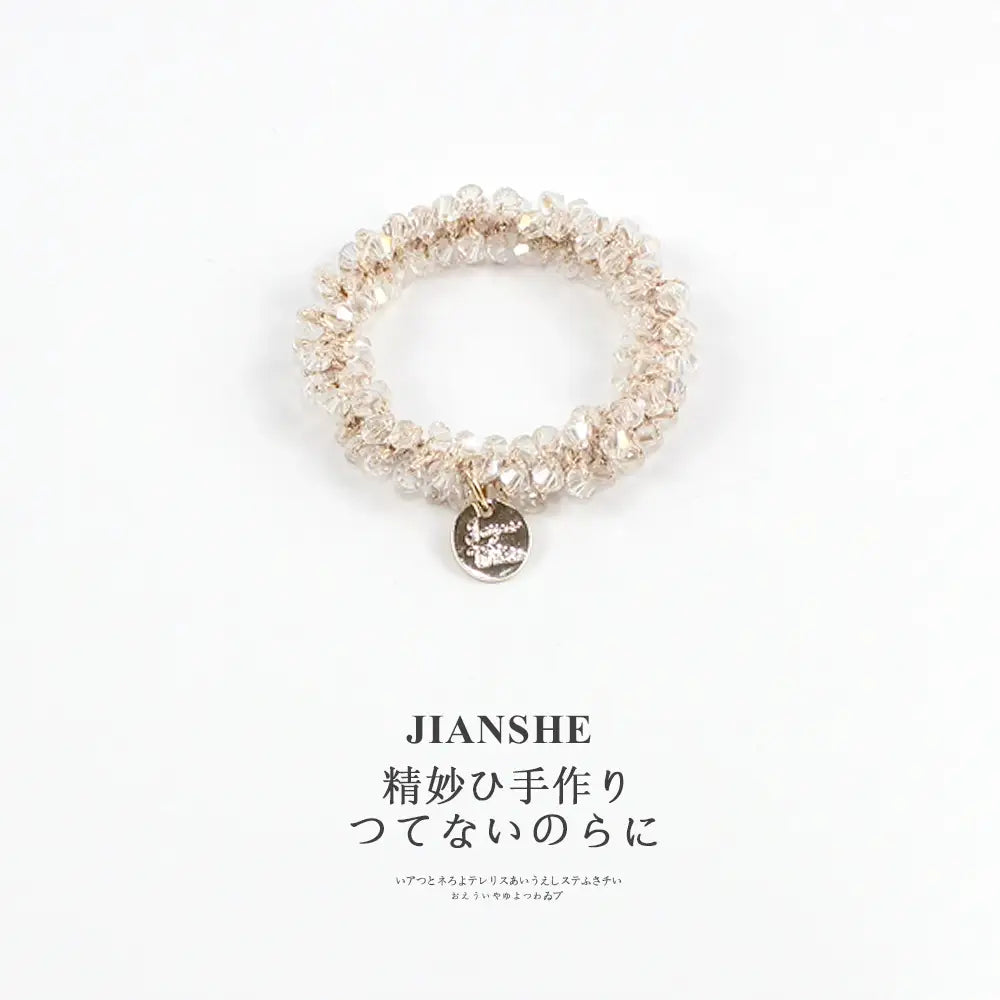 ヘアゴム きらり ガラスビーズ パール 可愛い おしゃれ アクセサリー ヘアアクセサリー 華やか 大人 まとめ髪 髪留め プレゼント ID2312 ホワイト