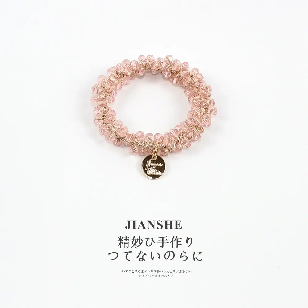 ヘアゴム きらり ガラスビーズ パール 可愛い おしゃれ アクセサリー ヘアアクセサリー 華やか 大人 まとめ髪 髪留め プレゼント ID2312 ピンク