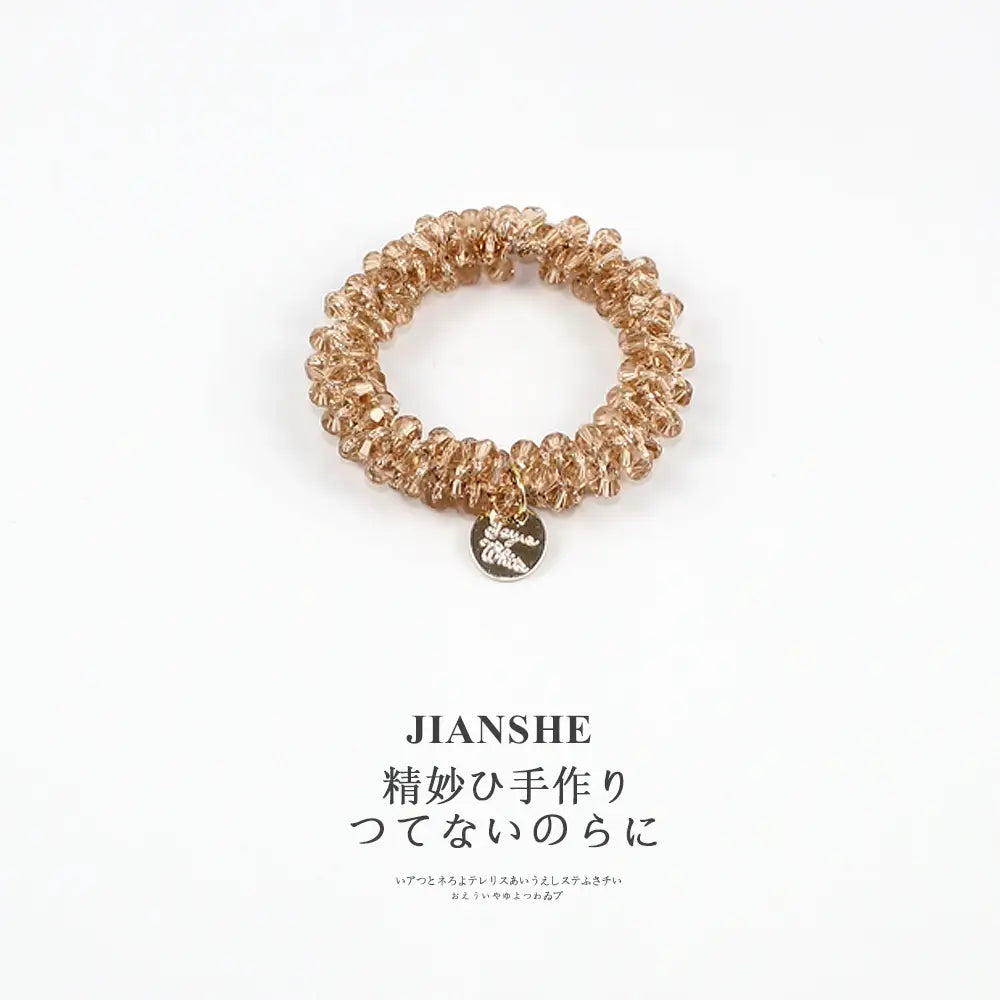 ヘアゴム きらり ガラスビーズ パール 可愛い おしゃれ アクセサリー ヘアアクセサリー 華やか 大人 まとめ髪 髪留め プレゼント ID2312 シャンパン