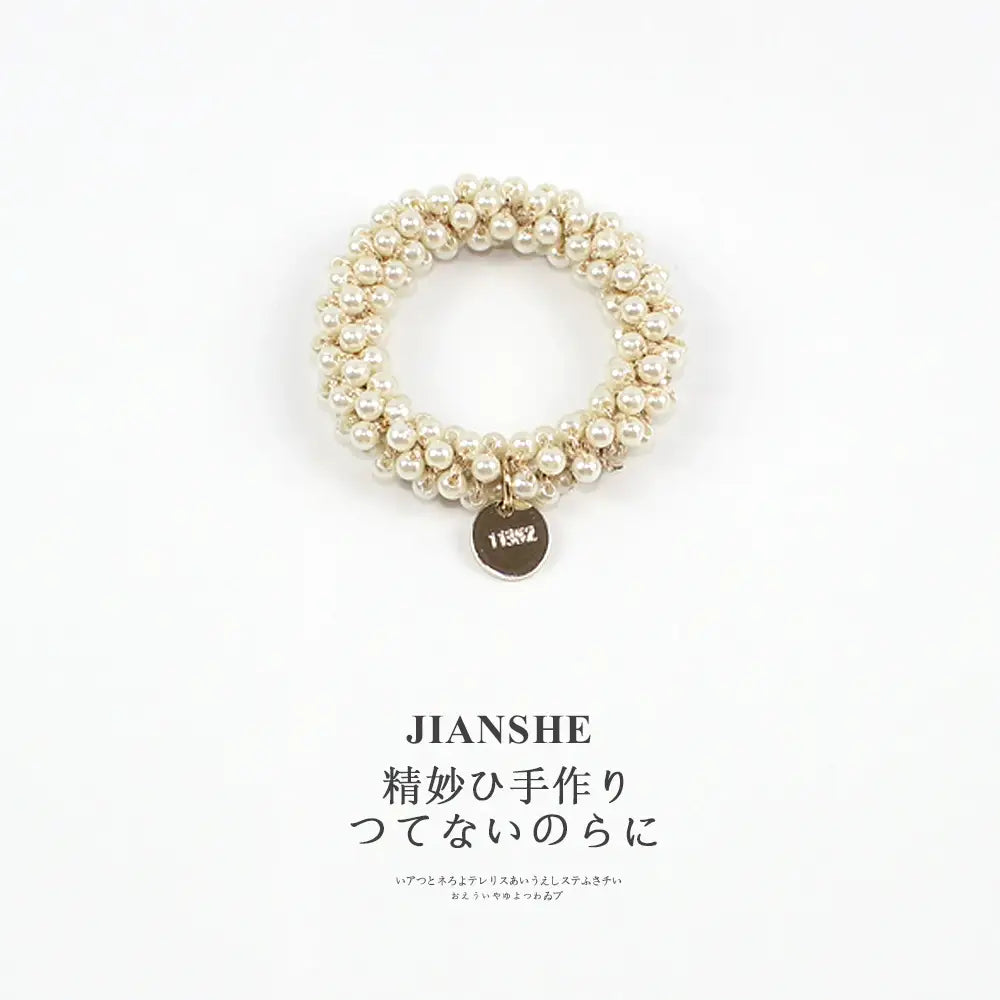 ヘアゴム きらり ガラスビーズ パール 可愛い おしゃれ アクセサリー ヘアアクセサリー 華やか 大人 まとめ髪 髪留め プレゼント ID2312 しんじゅ