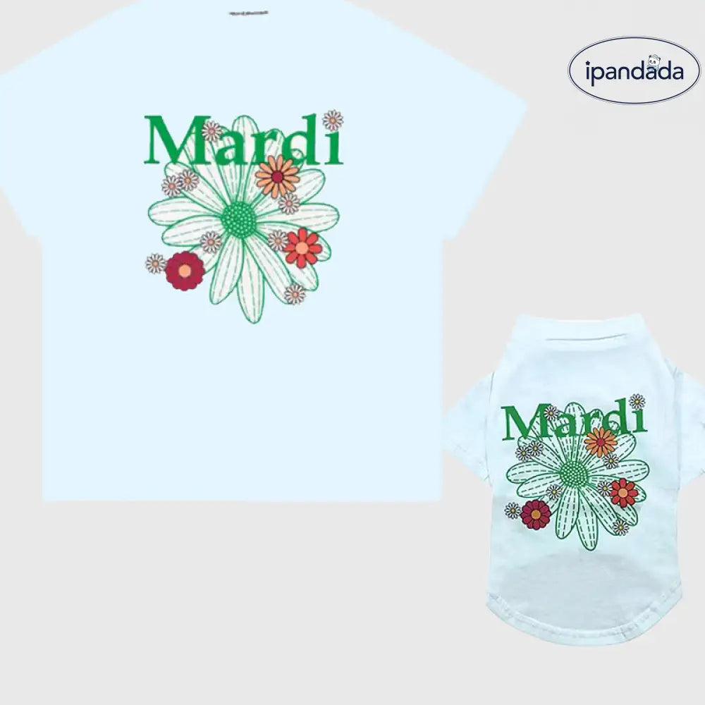 ID484 ペット服 犬用Tシャツ 親子コーデ 花柄 アルファベット 小型犬 中型犬 夏 薄手 柔らか おしゃれ 親子でおそろい 犬用タイプ2 / XS ペット用品＞親子服