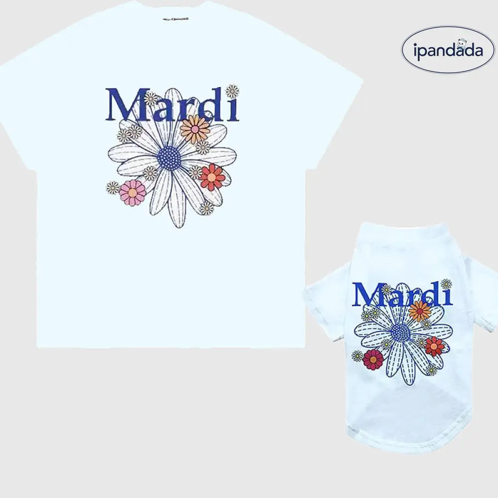 ID484 ペット服 犬用Tシャツ 親子コーデ 花柄 アルファベット 小型犬 中型犬 夏 薄手 柔らか おしゃれ 親子でおそろい 犬用タイプ1 / XS ペット用品＞親子服