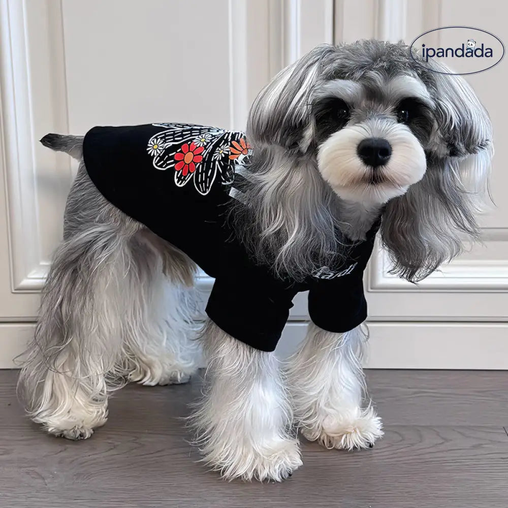 ID484 ペット服 犬用Tシャツ 親子コーデ 花柄 アルファベット 小型犬 中型犬 夏 薄手 柔らか おしゃれ 親子でおそろい ペット用品＞親子服