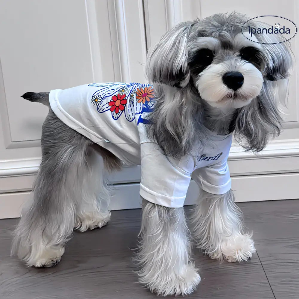 ID484 ペット服 犬用Tシャツ 親子コーデ 花柄 アルファベット 小型犬 中型犬 夏 薄手 柔らか おしゃれ 親子でおそろい ペット用品＞親子服