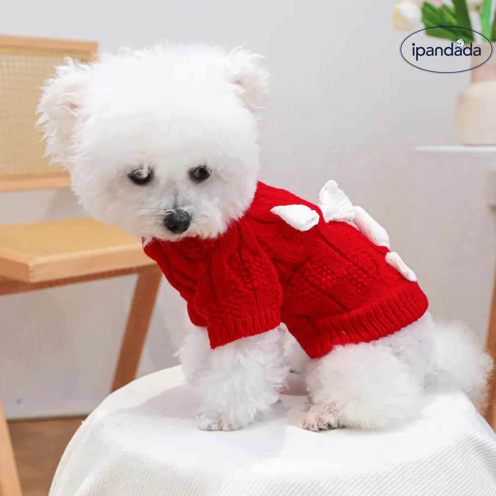人気商品 ペット用 ペット服 秋冬用 小型犬 猫用 秋冬 リボン セーター 厚手 保温 中小型犬用 新作ファッション ID2352