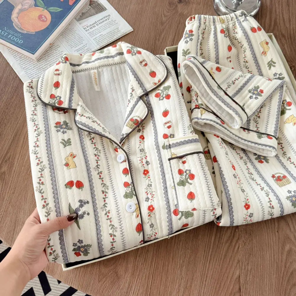 レース 花柄 うさぎ パジャマ セット エアーウェーブ 保温 かわいい 可愛い ルームウェア 部屋着 防寒 かわいい 2点セット ID4052 タイプ⑥ / M レディース＞セットアップ