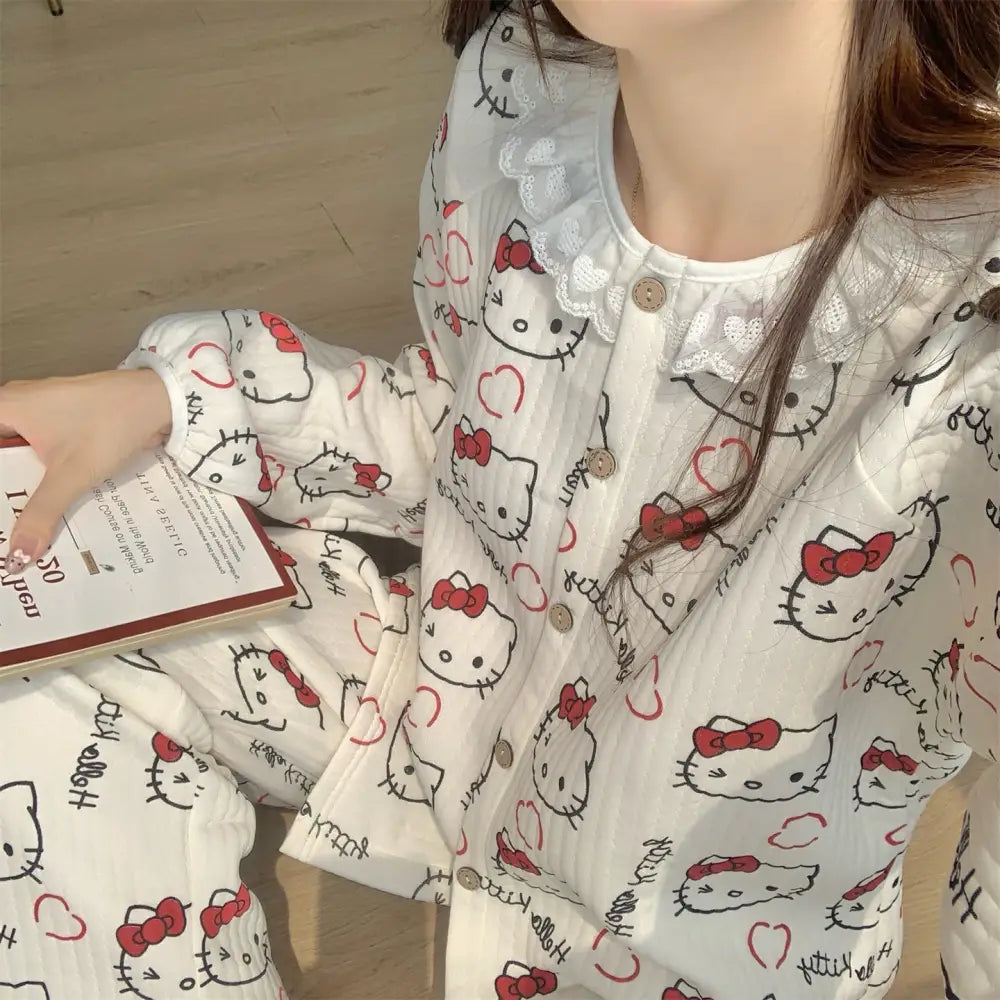 レース 花柄 うさぎ パジャマ セット エアーウェーブ 保温 かわいい 可愛い ルームウェア 部屋着 防寒 かわいい 2点セット ID4052 タイプ③ / M レディース＞セットアップ