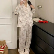 レース カートゥーン ネコ イミテーションシルク パジャマ ヘアバンド付き ID4350 写真通り / M