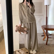 レース パジャマ セット 春秋 長袖 長ズボン ルームウェア 部屋着 かわいい 2点セット ID4204 写真通り / M