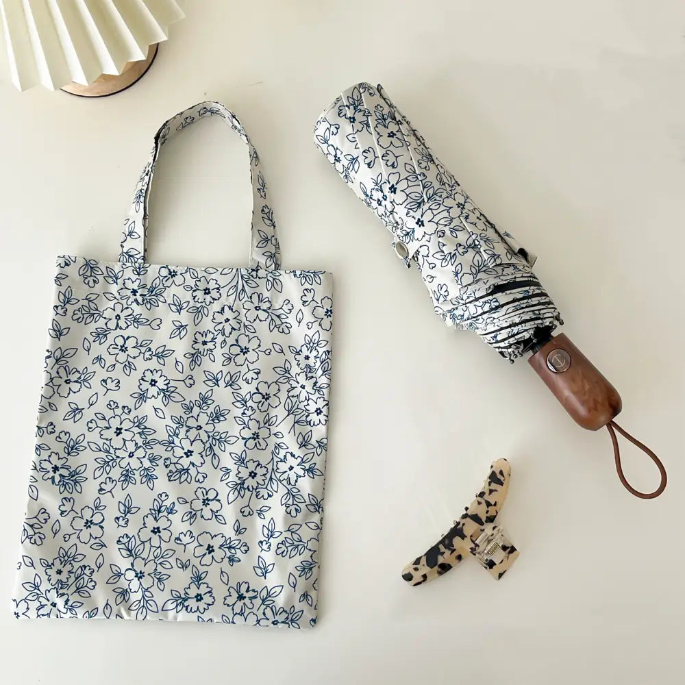 レトロ フラワープリント 曲がったハンドル 晴雨兼用 日焼け防止 UVカット コンパクト ポータブル 手動 大型 サンシェード ID2233 大きな傘 インテリア雑貨>ファッション雑貨