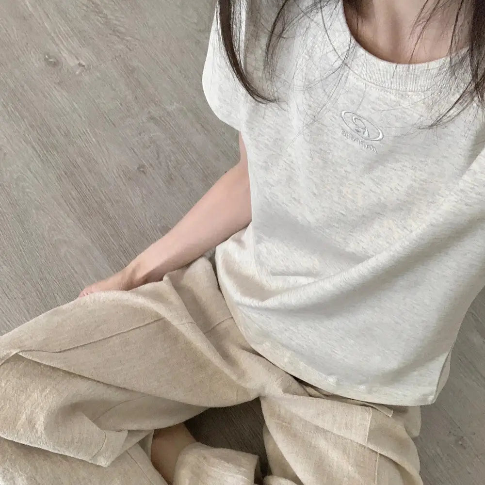 ID1269 【レトロモダン】レディーススポーツTシャツ 夏用 正シルエット 吸汗速乾 おしゃれ シンプルデザイン 外出着＞トップス