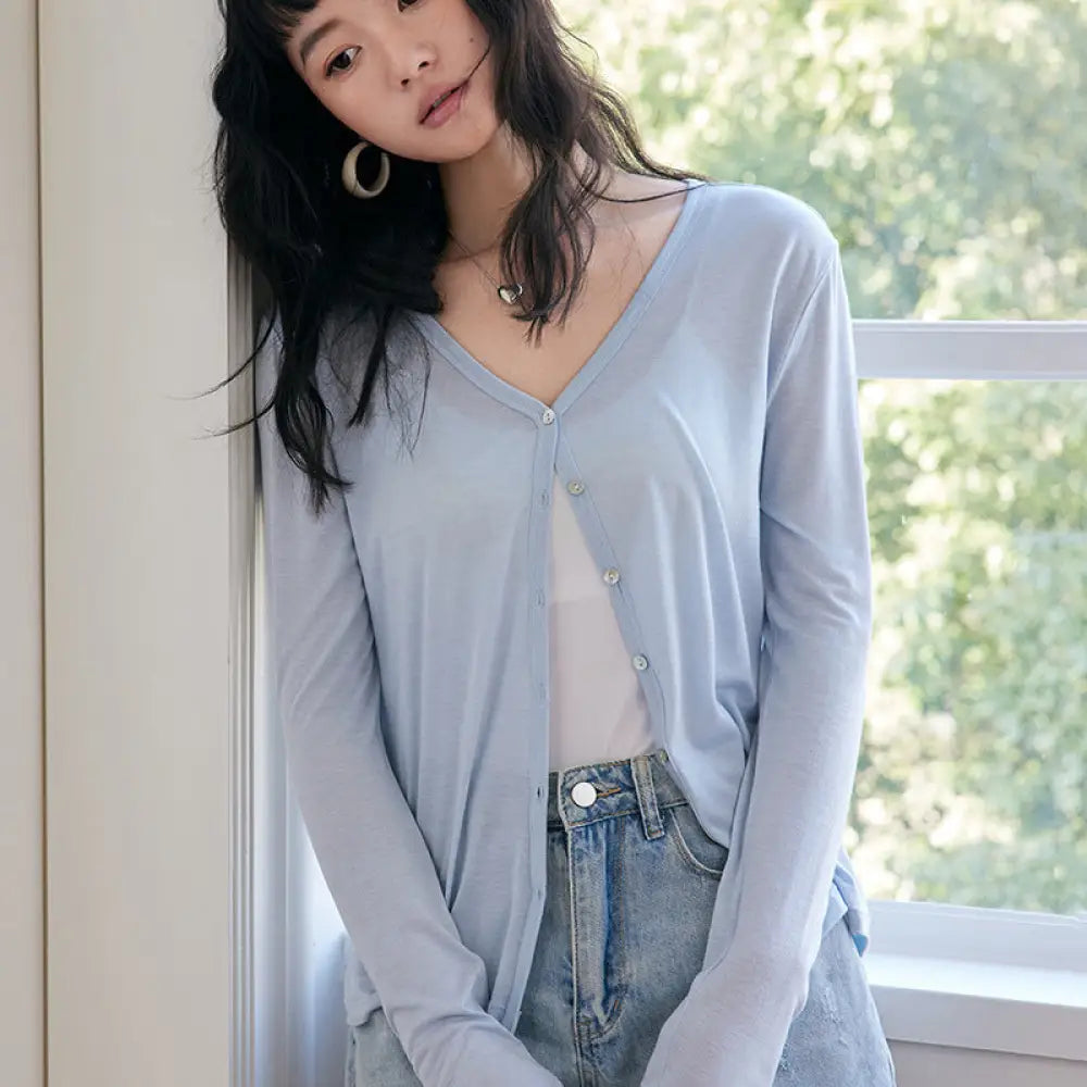 ID1380 レーヨン＆アセテート カーディガン レディース メリノウール 薄手 ボタン付き 長袖 上品 トップス