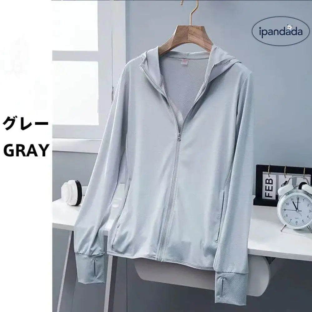 ID1702 日焼け防止 UVカットUPF50+ 超軽量ストレッチウェア 接触冷感・通気性抜群 3D立体裁断 5サイズ展開（S～4XL） シルク肌触り 洗濯機OK アウトドア/通勤/レジャー対応 5色展開（ホワイト・ブルー・グレー・ピンク・パープル） 汗速乾 微粒子遮断 男女兼用 長時間着用快適