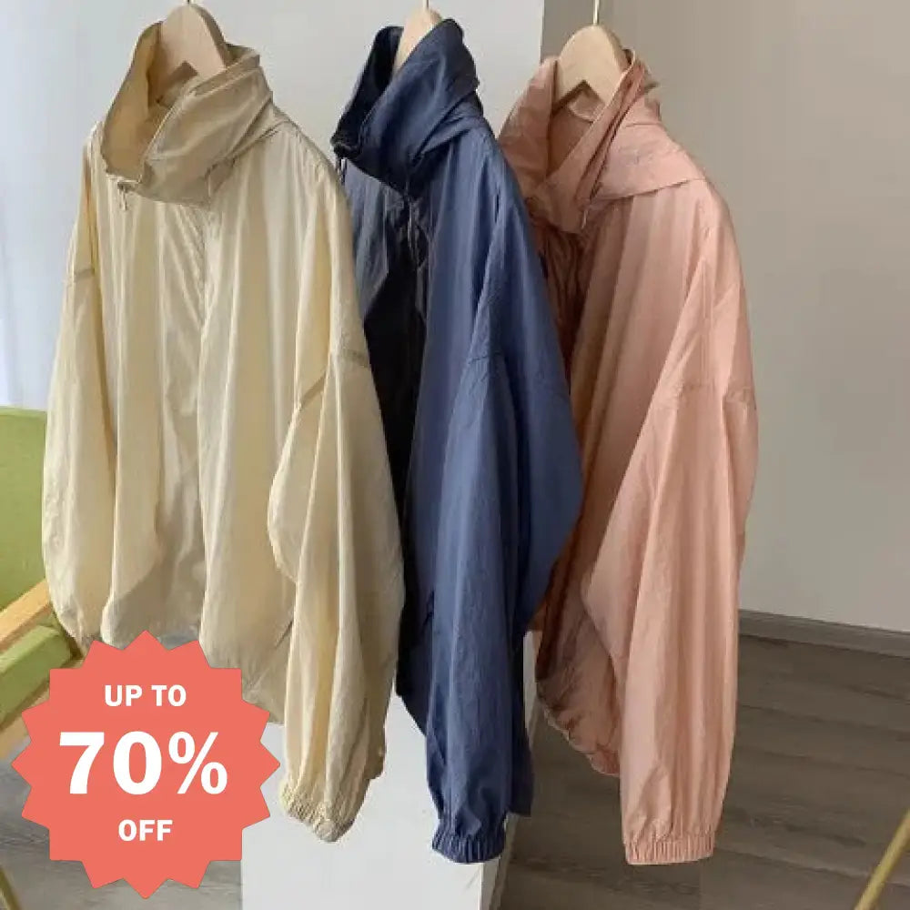 ID1116 日焼け止め外套 レディース シンプル 無地 ゆったり サイズ 学生用 しわ防止 軽量 通気性のある ジップアップ ジャケット 夏用 ピンク / M 外出着＞アウター