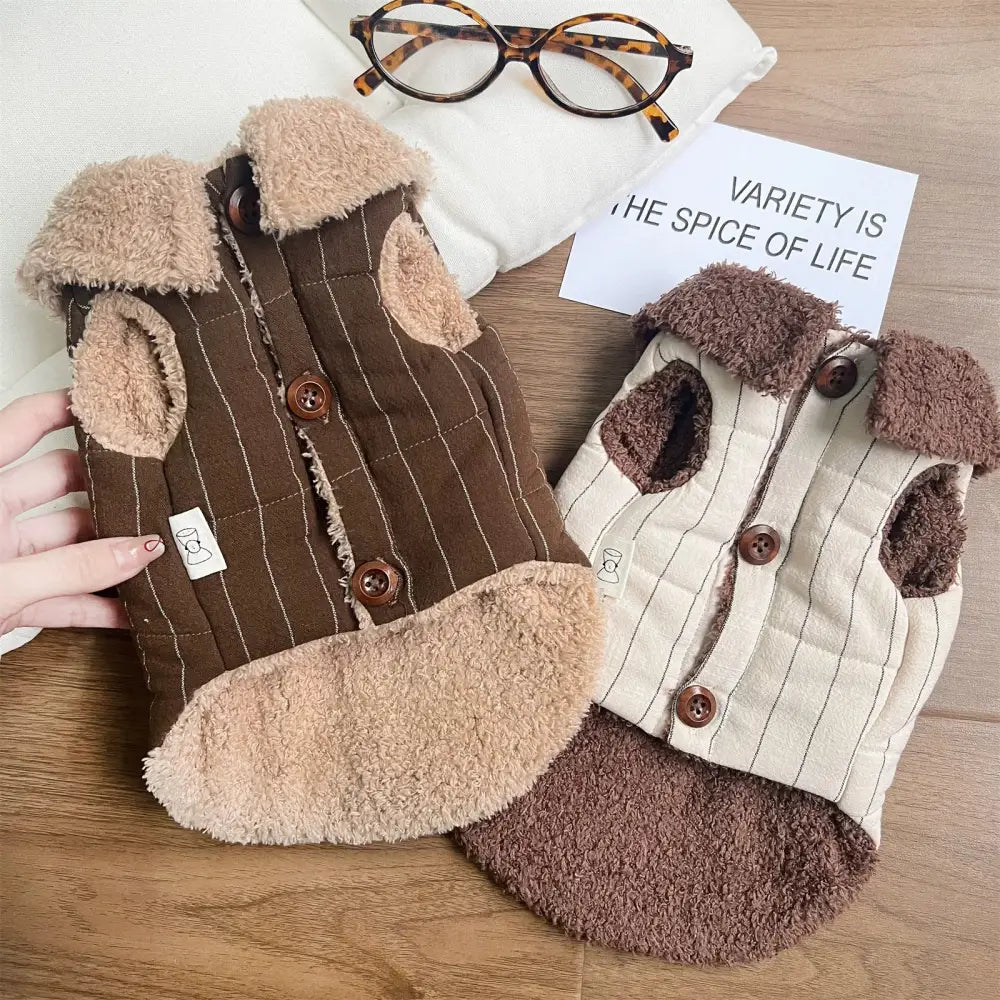 リバーシブル ペット 猫服 起毛 厚手 秋冬 ビション フリーゼ テディ 小型犬 中型犬 大型犬 袖無し ショート丈 冬用 ベスト ID3736 ペット用品＞ウェア