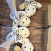 リボン うさぎ ファー サンダル レディース 秋冬 厚底 ユニバーサル オープントゥ スリッパ ID3038