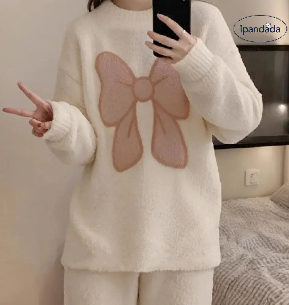 リボンパジャマ レディース 上下セット 可愛いパジャマ あったか ゆったり フェミニン 女の子 大きいサイズ かわいい レディース＞セットアップ