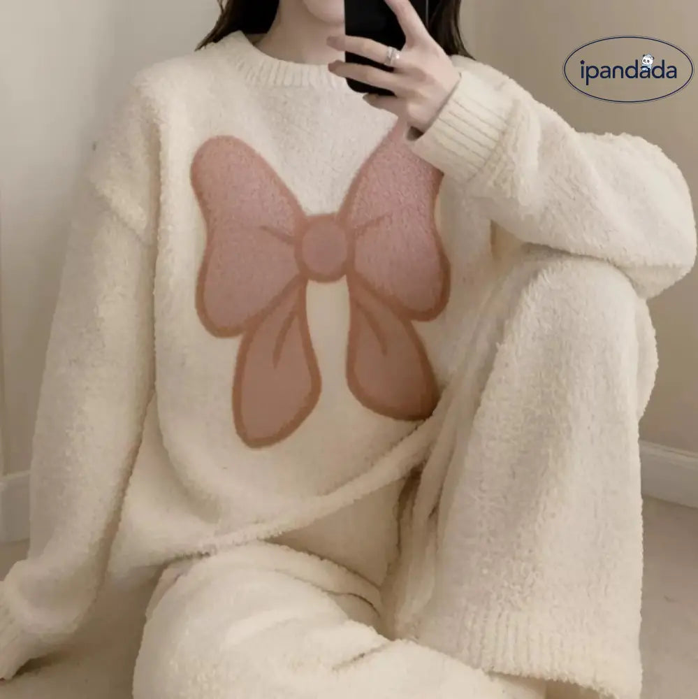 リボンパジャマ レディース 上下セット 可愛いパジャマ あったか ゆったり フェミニン 女の子 大きいサイズ かわいい レディース＞セットアップ