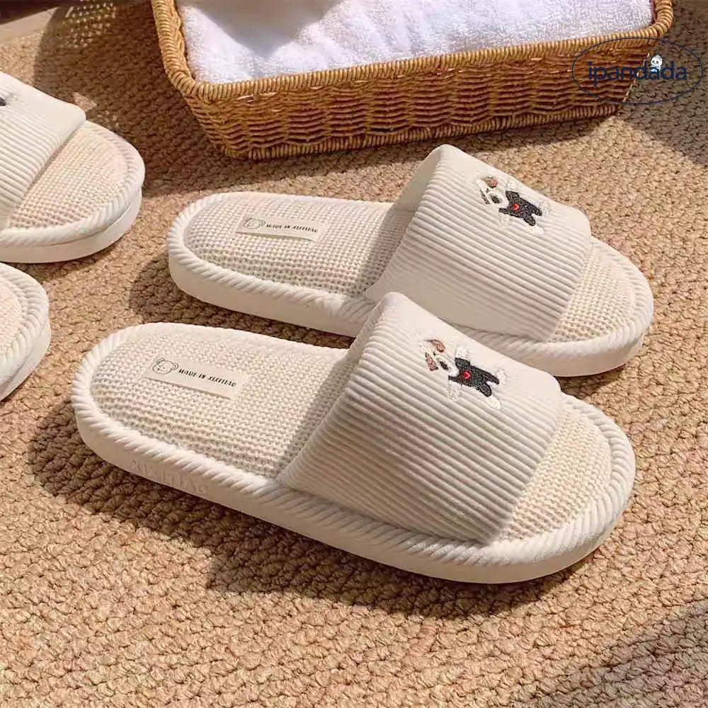 リネン スリッパ ルームウェア 男女兼用 四季用 家庭用 カップル 室内 滑り止め 静音 コットンリネン フローリング 居家用 サンダル ID2774