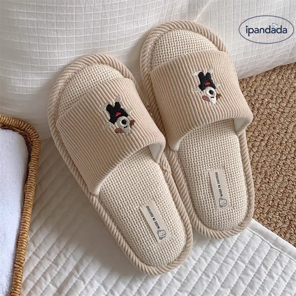 リネン スリッパ ルームウェア 男女兼用 四季用 家庭用 カップル 室内 滑り止め 静音 コットンリネン フローリング 居家用 サンダル ID2774