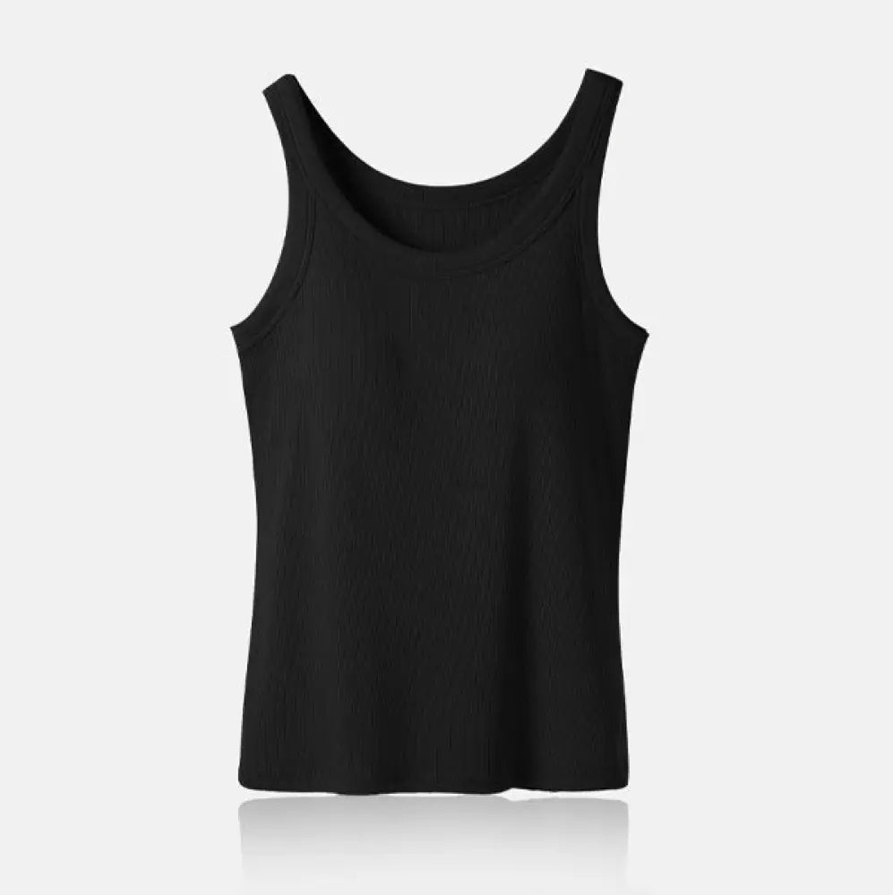 ブラトップ タンクトップ カップ付き 楽盛りキャミ ノンワイヤー Uネック インナー ナイトブラ リブ ルームウェア ブラキャミ レディース 見せるインナー ストレッチ ブラック / S レディース＞インナー