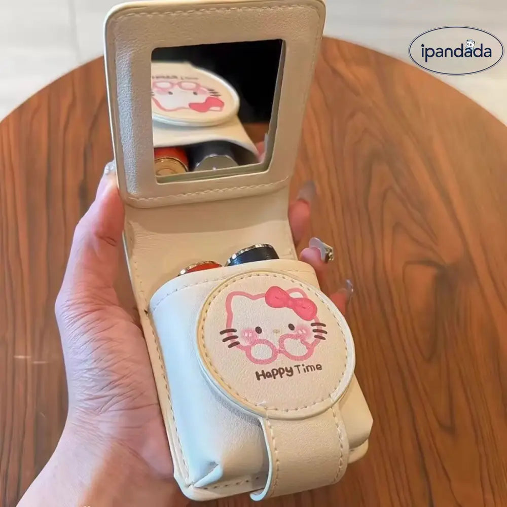 リップポーチ ミラー付き 携帯用 旅行用 ポーチ メイク直し 小型 軽量 メイク収納 保護ケース ID3597