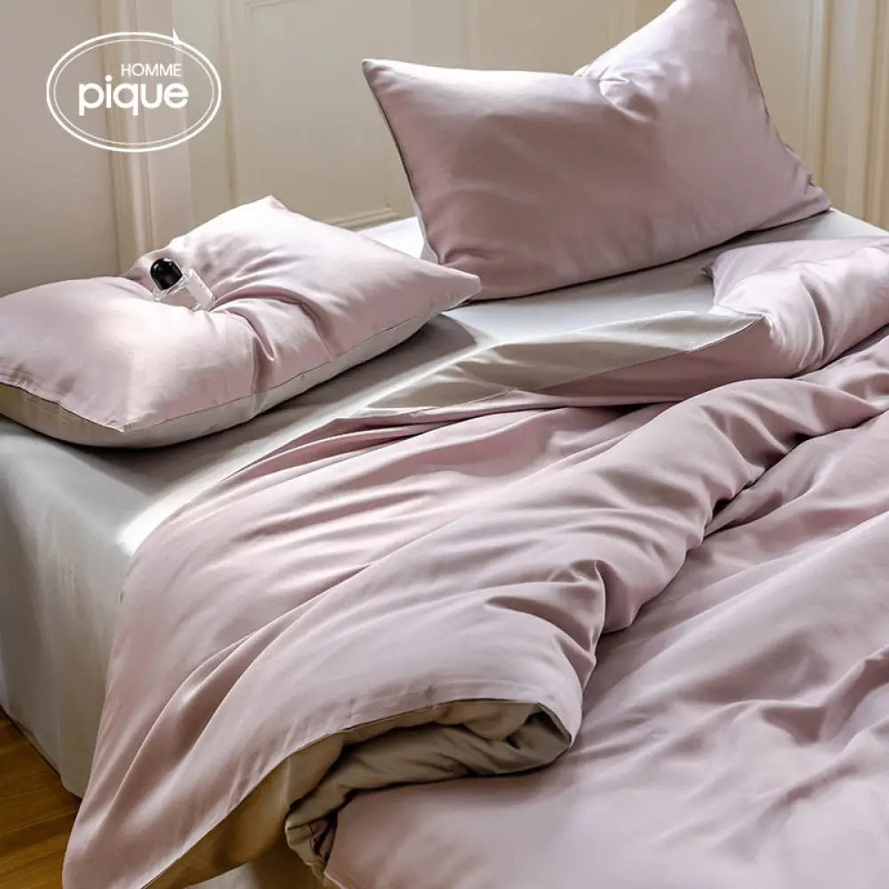 ID824 ベッドリネン 4点セット 夏用 テンセル アイスシルク 掛け布団カバー シーツ 枕カバー 涼感 通気性抜群 高級感 新作 洗濯可能 肌に優しい ホテル品質 抗菌加工 寝具＞寝具セット