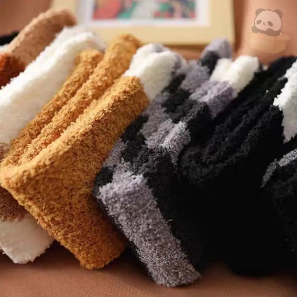 ルームソックス 厚手 猫柄 6足セット 靴下 ソックス かわいい にゃんこ ふわふわ あったか ネコちゃんデザイン もこもこ 冬 レディース プレゼント グッズ＞ソックス