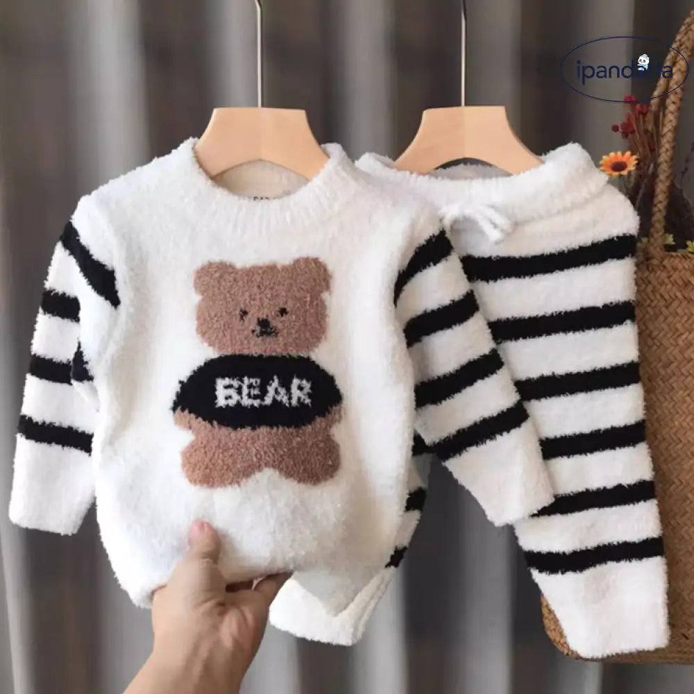 ルームウェア 厚手のネル起毛 親子 もこもこ キッズ パジャマ セットアップ キッズ 男の子 女の子 ルームウェア 上下セット 秋 冬 ベビー＆キッズ＞キッズ