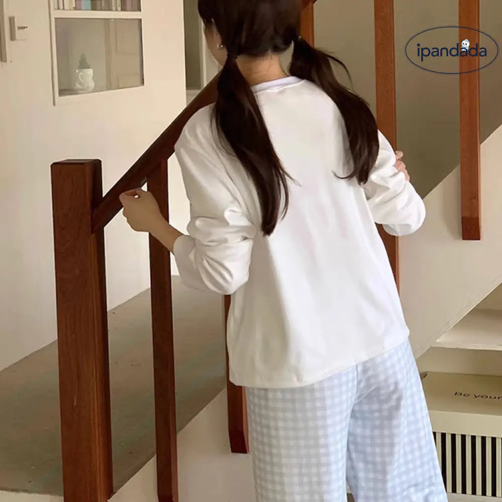 ルームウェア カートゥーン 大人可愛い パジャマ ゆったり 部屋着 寝巻き ポケットラウンドネック レディース＞セットアップ