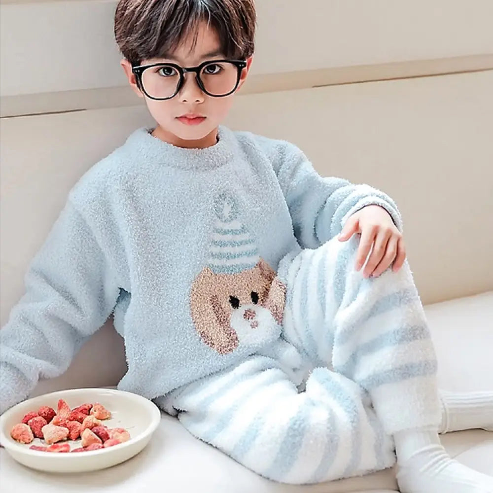 ルームウェア キッズ パジャマ 男の子 女の子 寝巻き 長袖 上下セット 男女兼用 もこもこ キッズ あったか ふわふわ 暖かい 可愛い ベビー＆キッズ＞キッズ