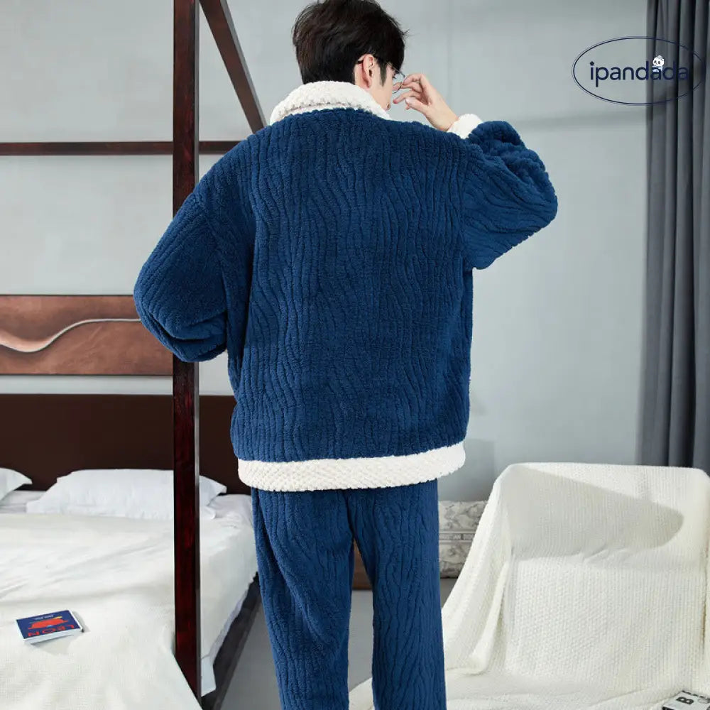 パジャマ メンズ 秋冬用 コーラル フリース 厚手 大きいサイズ 冬用 フランネル 部屋着 セット ID3180