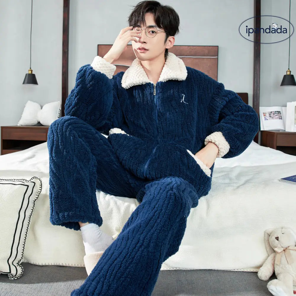 パジャマ メンズ 秋冬用 コーラル フリース 厚手 大きいサイズ 冬用 フランネル 部屋着 セット ID3180