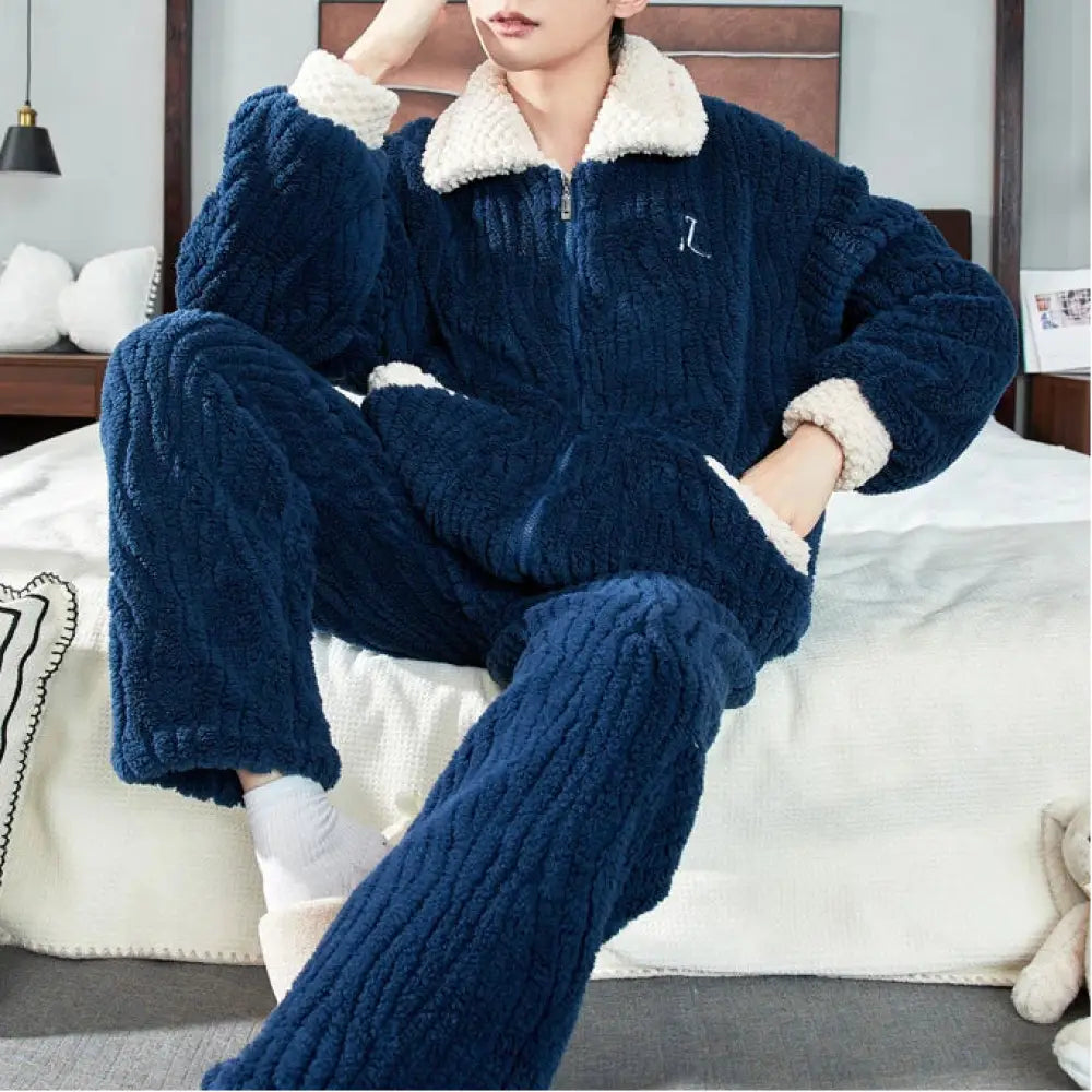 パジャマ メンズ 秋冬用 コーラル フリース 厚手 大きいサイズ 冬用 フランネル 部屋着 セット ID3180