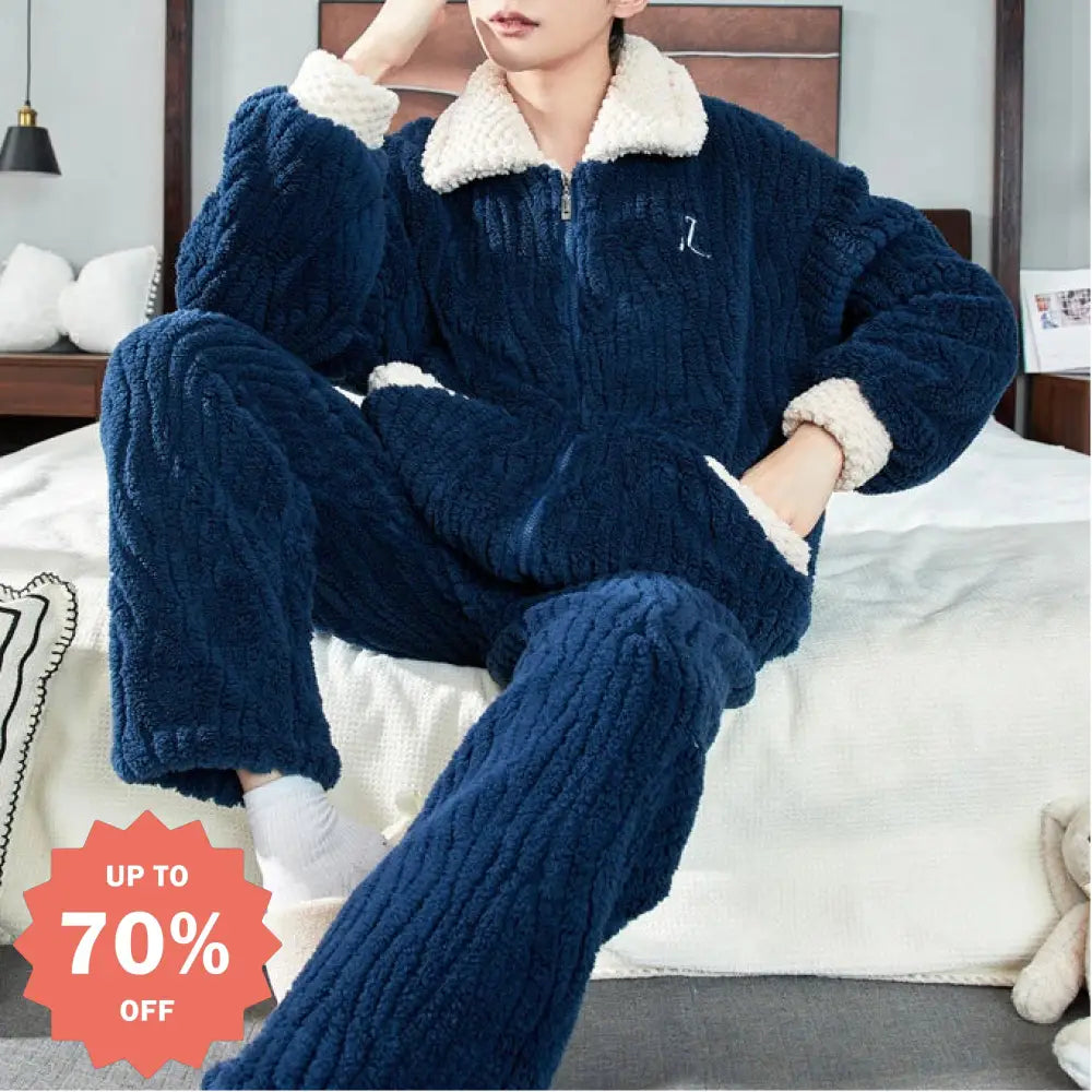 パジャマ メンズ 秋冬用 コーラル フリース 厚手 大きいサイズ 冬用 フランネル 部屋着 セット ID3180