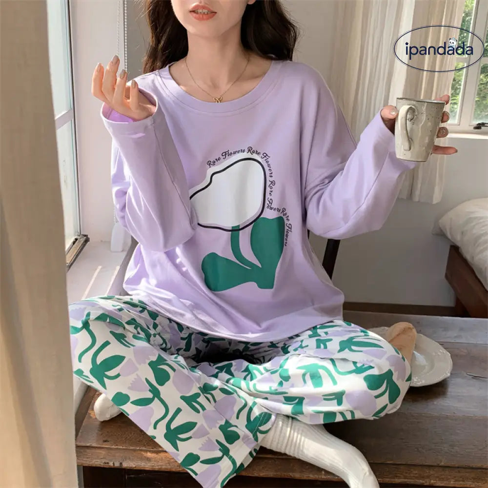 ルームウェア レディース セットアップ 上下セット 春用 夏用 秋用 冬用 長袖 長ズボン ロングTシャツ ロングパンツ 薄手 ポケット かわいい おしゃれ 大きいサイズ ゆったり ID2162 タイプ⑤ / M レディース>セットアップ