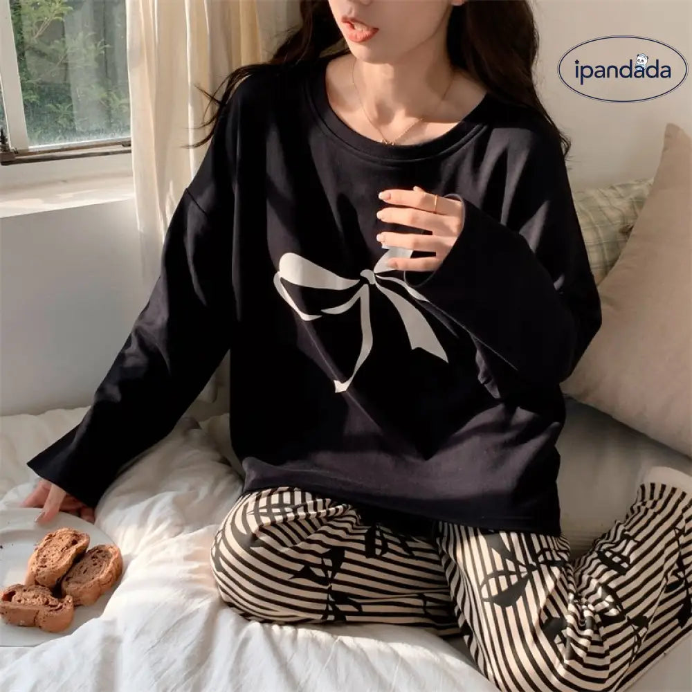 ルームウェア レディース セットアップ 上下セット 春用 夏用 秋用 冬用 長袖 長ズボン ロングTシャツ ロングパンツ 薄手 ポケット かわいい おしゃれ 大きいサイズ ゆったり ID2162