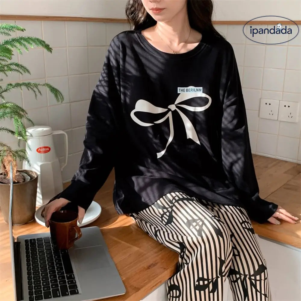 ルームウェア レディース セットアップ 上下セット 春用 夏用 秋用 冬用 長袖 長ズボン ロングTシャツ ロングパンツ 薄手 ポケット かわいい おしゃれ 大きいサイズ ゆったり ID2162